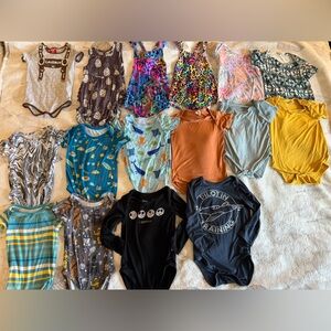 16 piece baby onesie bundle; 15 piece bamboo onesie lot 18-24